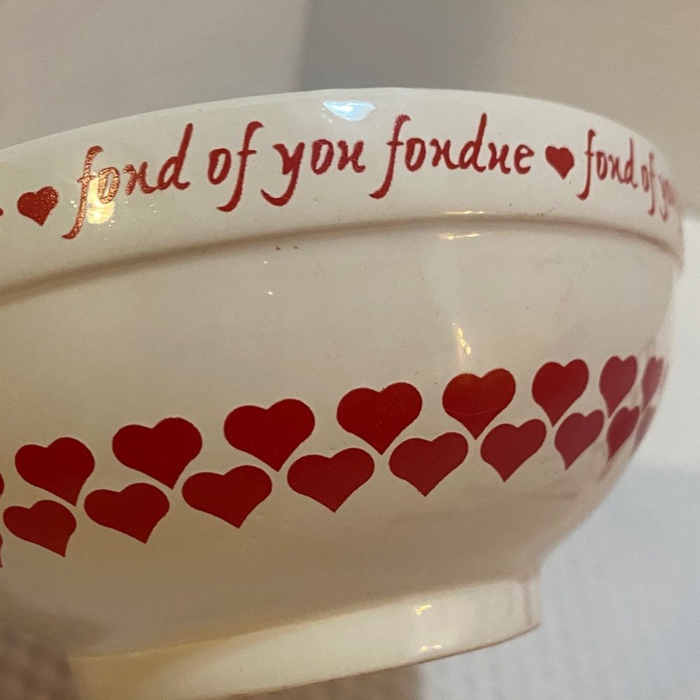 PAI Fondue Serving Set “Fond of you Fondue” & Red Hearts with 4 Serving Forks - Picture 4 of 10